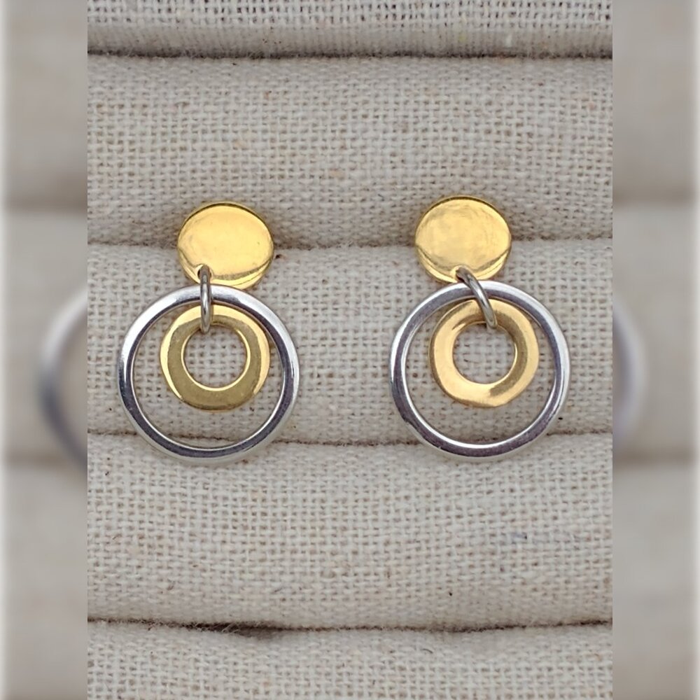 Stainless steel earrings gold disc stud silver hoop gold hoop